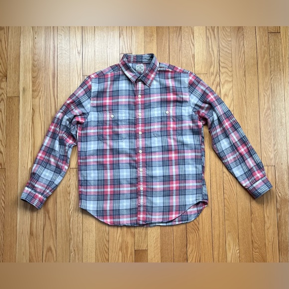 J. Crew Other - J.Crew Men’s Long Sleeve Flannel Button Shirt Large Light Red Blue Gray Plaid